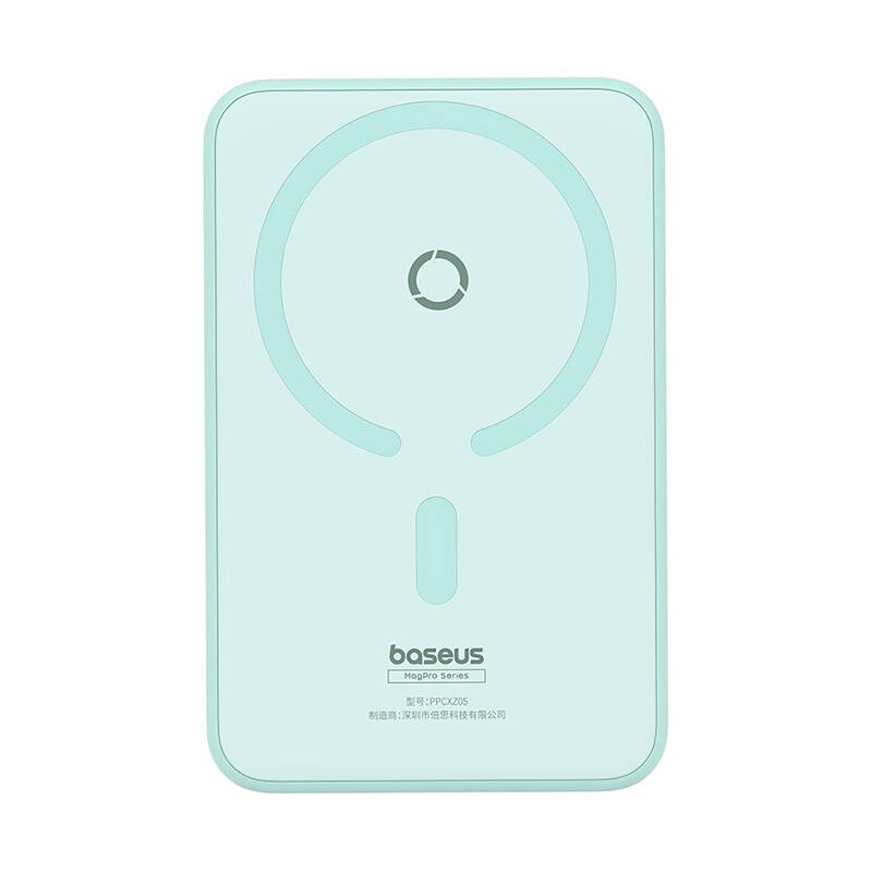 Baterie Externa, Baseus, Magnetica, USB-C, 5000mAh, 20W, MagSafe, Cable Type-C, 3A, 30cm, MagPro Magnetic, Verde - 1 | YEO