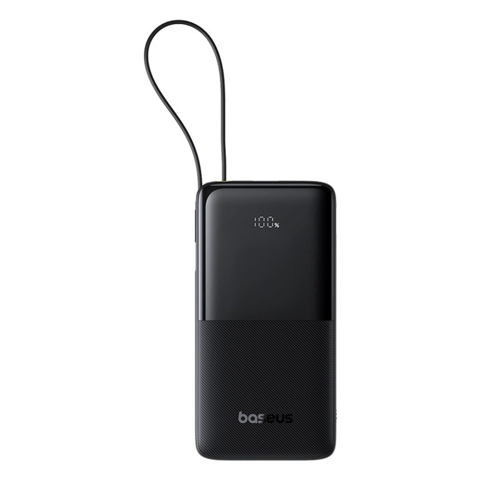 Baterie Externa Bipow 2 Baseus, 20000mAh, cablu USB-C incorporat, 20W, Negru