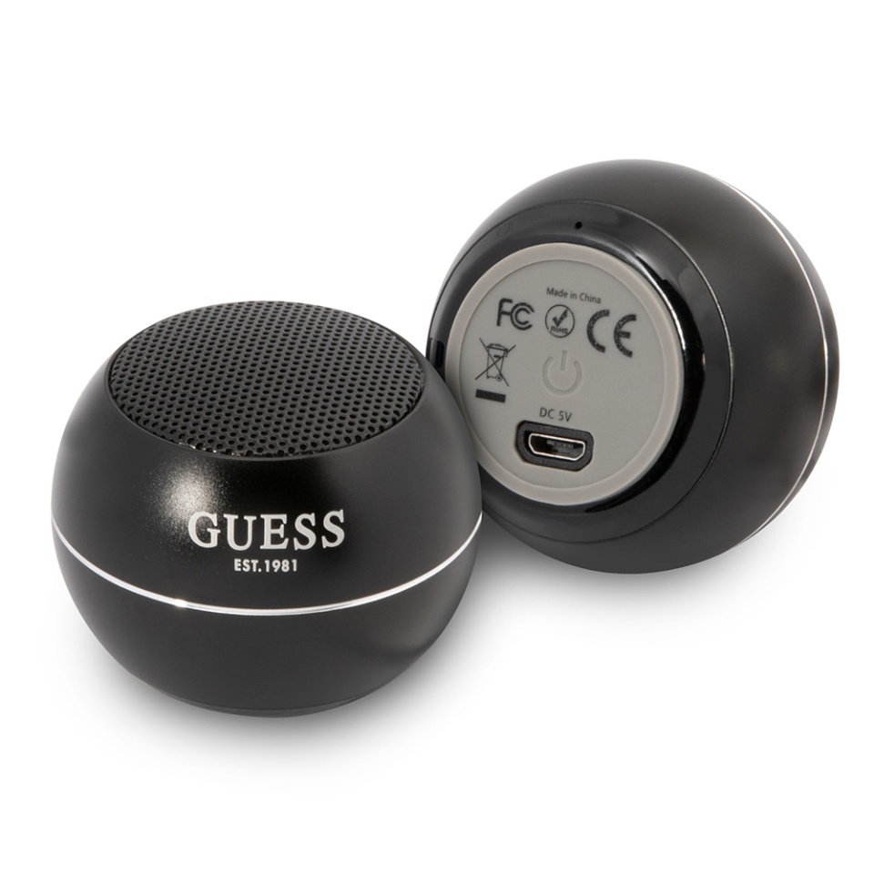Boxa portabila Guess Mini Bluetooth Speaker (GUWSALGEP), 3W, Autonomie 4 ore, Negru
