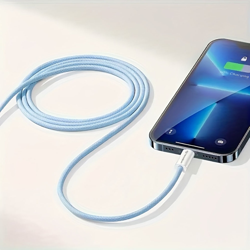 Cablu de Date compatibil cu Apple, Android, Type-C, Super Fast Charging, PD60W, Flexibil, Durabil, 1m, PCB114D - Albastru deschis - 3 | YEO
