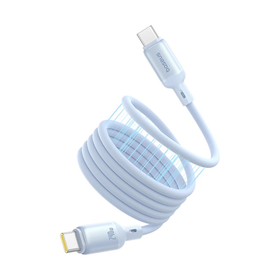 Cablu de date Type-C la Type-C, Fast Charging, 480Mbps, Silicone, 1m, Baseus Data Cable PicoGo, Bleu