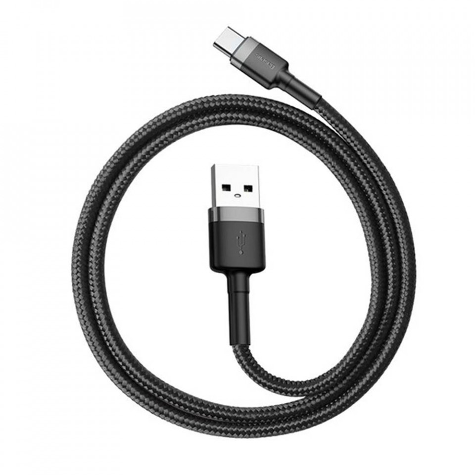 Cablu USB la Type-C, Fast Charge, 3A, 480Mbps, 0.5m - Baseus Cafule (CATKLF-AG1) - Gray / Black - 3 | YEO