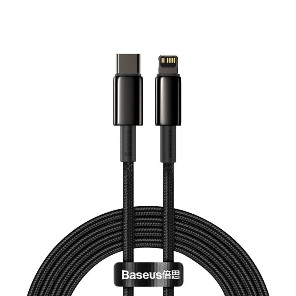 Cablue de Date Type-C la Lightning 20W, Fast Charging, 1m, Baseus Tungsten Gold, Negru