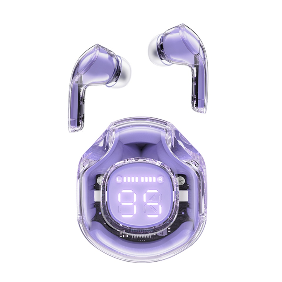 Casti Bluetooth Wireless, AceFast T8, Casti fara Fir, Bluetooth 5.3, TWS, USB-C, cu dock de incarcare, Rezistente la Praf IPX4, Mov