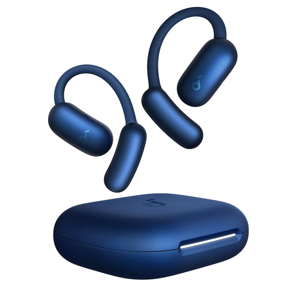 Casti Bluetooth Wireless, Anker SoundCore AeroFit 2, Casti fara Fir, Bluetooth 5.4, TWS, USB-C, cu dock de incarcare, Rezistente la Praf IP55, Albastru