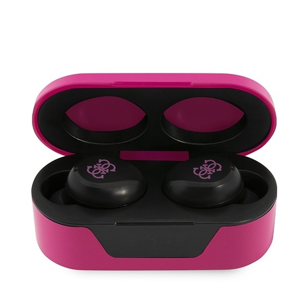Casti Bluetooth Wireless, GUESS Wireless Earbuds GUTWST31, Casti fara Fir, Bluetooth 5.0, TWS, USB-C, cu dock de incarcare, Rezistente la Praf IPX4, Magenta - 1 | YEO