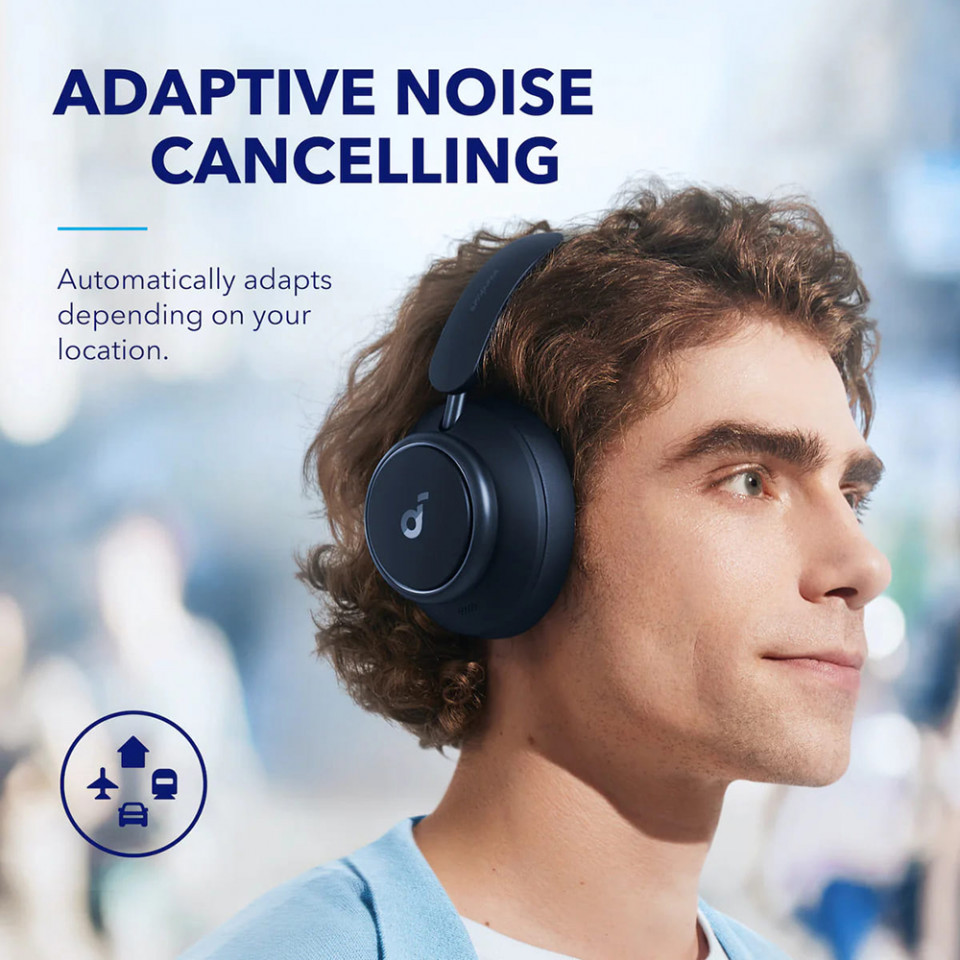 Casti On-Ear Bluetooth 5.3, Noise Cancelling, USB-C - Anker Space Q45 (A3040G31) - Blue - 3 | YEO