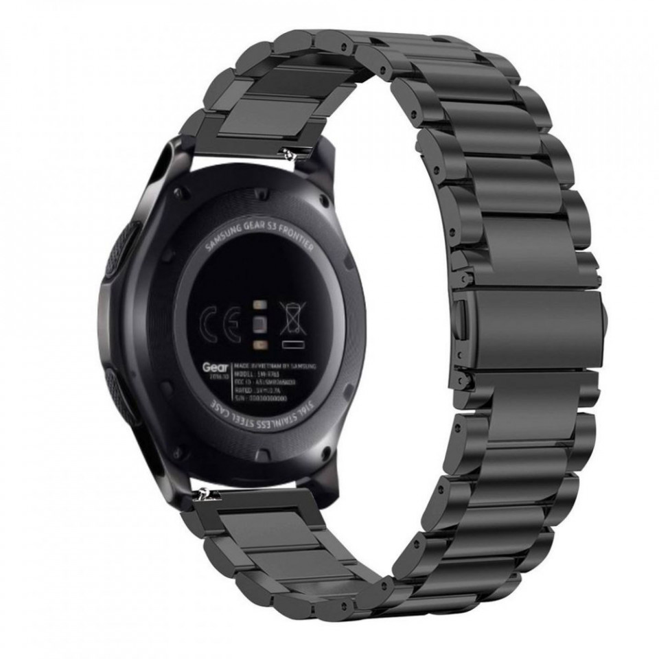 Curea metalica smartwatch Samsung Galaxy Watch 4, Galaxy Watch Active 1 / 2 (40 mm / 44 mm), Huawei Watch GT / GT 2 / GT 3 (42 mm), Techsuit -W010 - Negru - 1 | YEO
