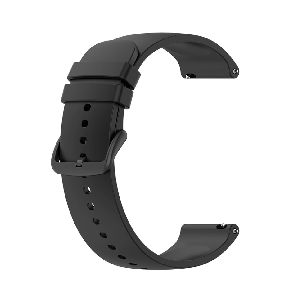 Curea Slicon pentru Samsung Galaxy Watch 4/5/Active 2, Huawei Watch GT 3 /GT 3 Pro, 20mm, Catarama Neagra, SKDR BandPro W001 - Negru
