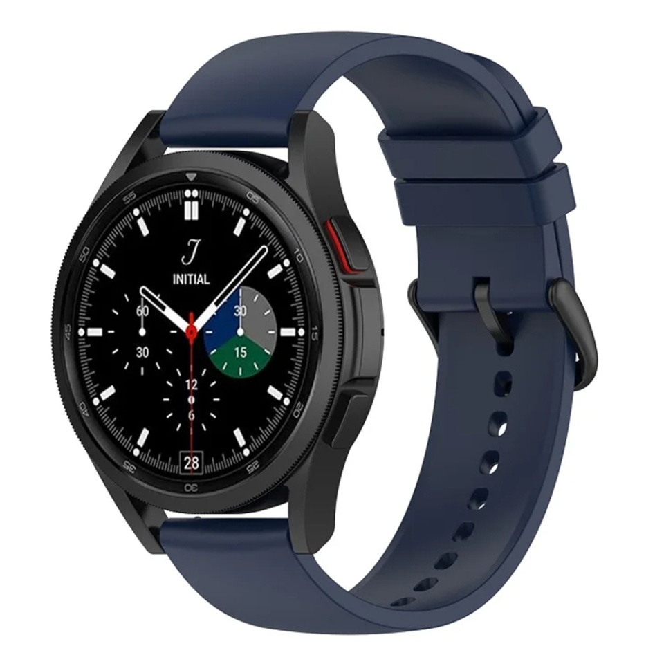Curea Slicon pentru Samsung Galaxy Watch 4/5/Active 2, Huawei Watch GT 3 /GT 3 Pro, 20mm, Catarama Neagra, SKDR BandPro W001 - Bleumarin - 2 | YEO