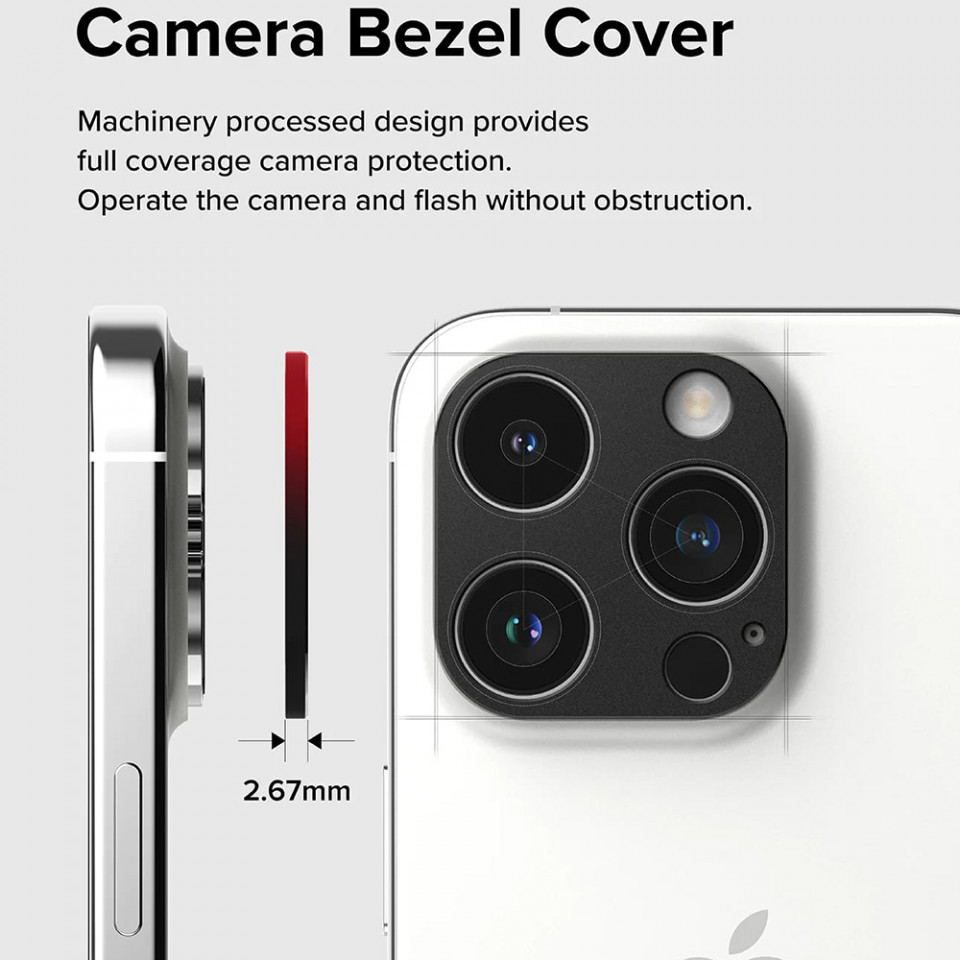 Folie camera iPhone 15 Pro / 15 Pro Max, Ringke Camera Styling - Black - 3 | YEO