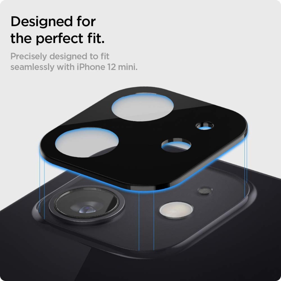 Folie camera pentru iPhone 12, SKYDDAR INNOVATION, Camera Glass Negru, set cu sticker - 1 | YEO
