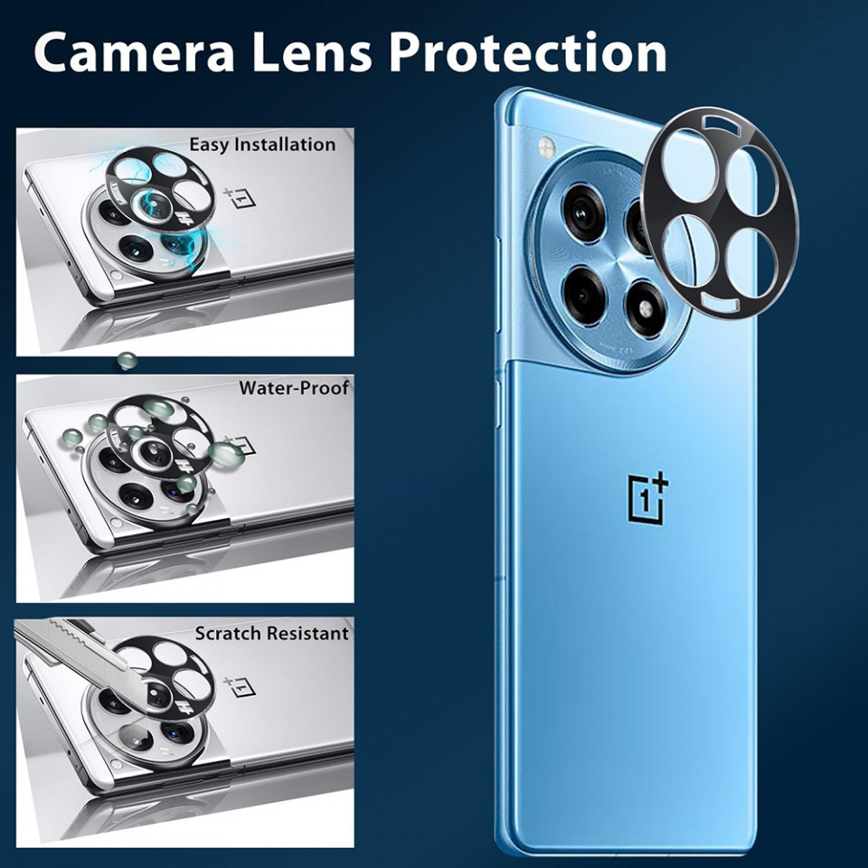 Folie camera pentru OnePlus 12R, Skyddar Camera Shield - Negru - 3 | YEO