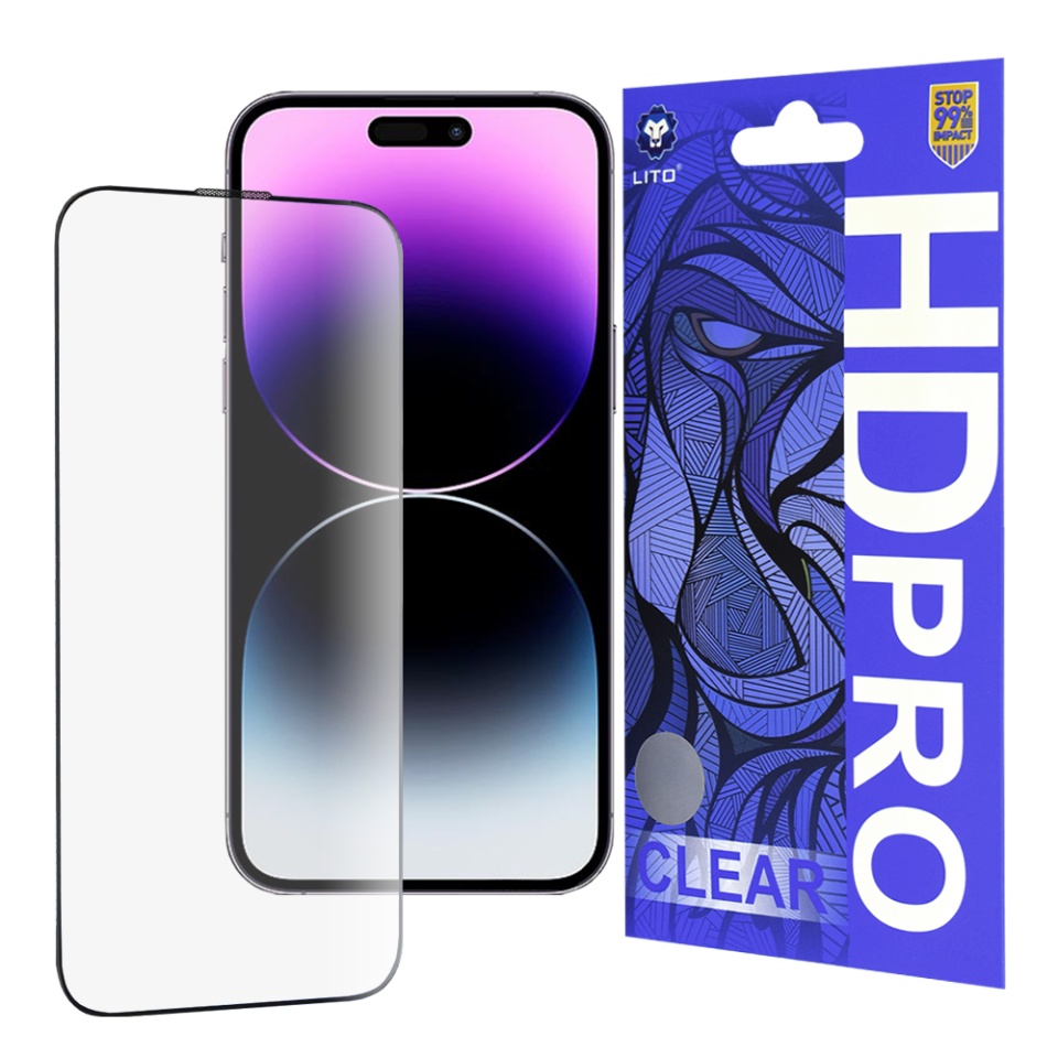 Folie de Sticla iPhone 14 Pro Max, Sticla securizata, Lito, HD Pro Clear, Negru
