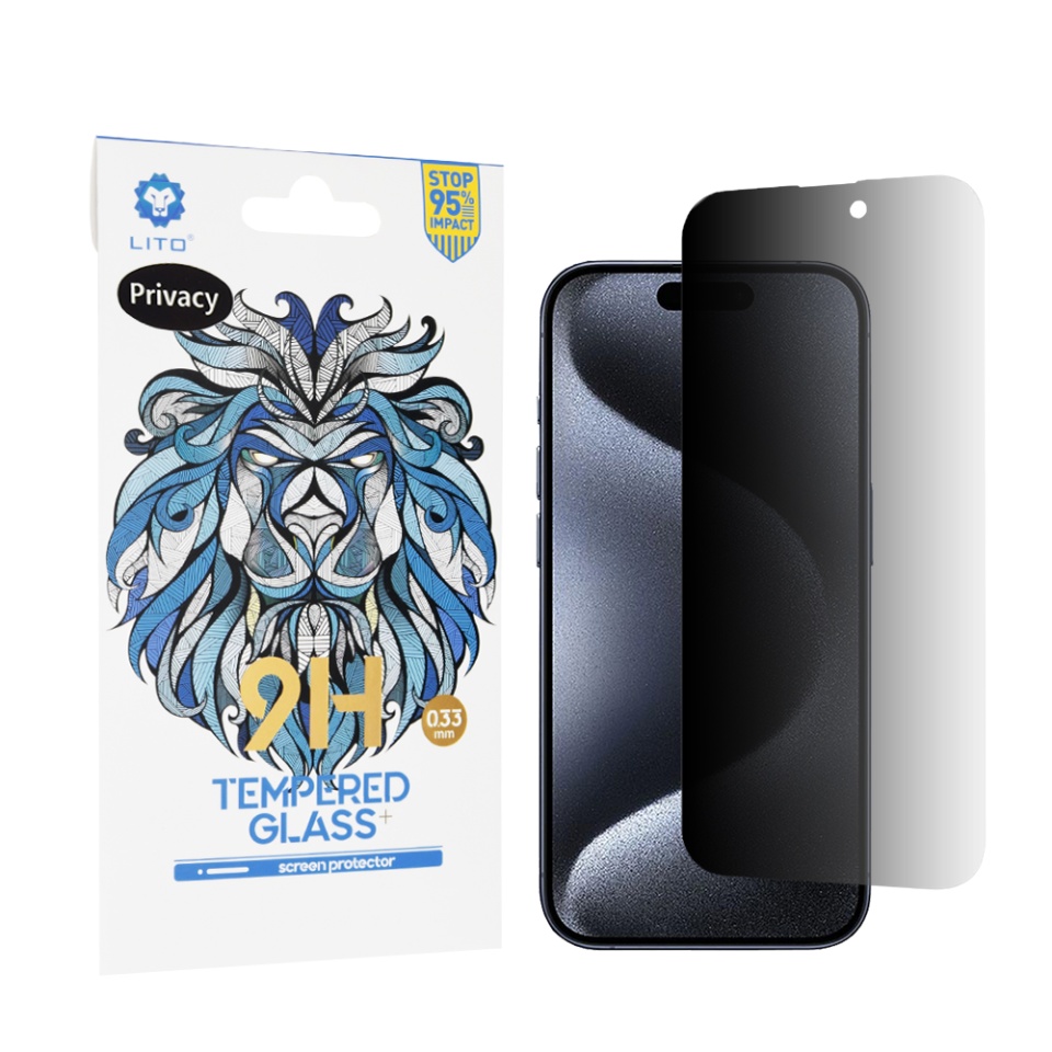 Folie de Sticla iPhone 15 Pro, Claritate Maxima, Lito, 2.5D Classic Glass 9H, Privacy