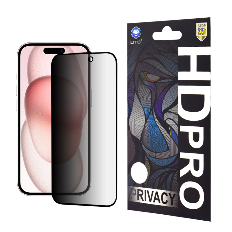 Folie de Sticla iPhone 15, Sticla Securizata, Lito, HD Pro, Privacy