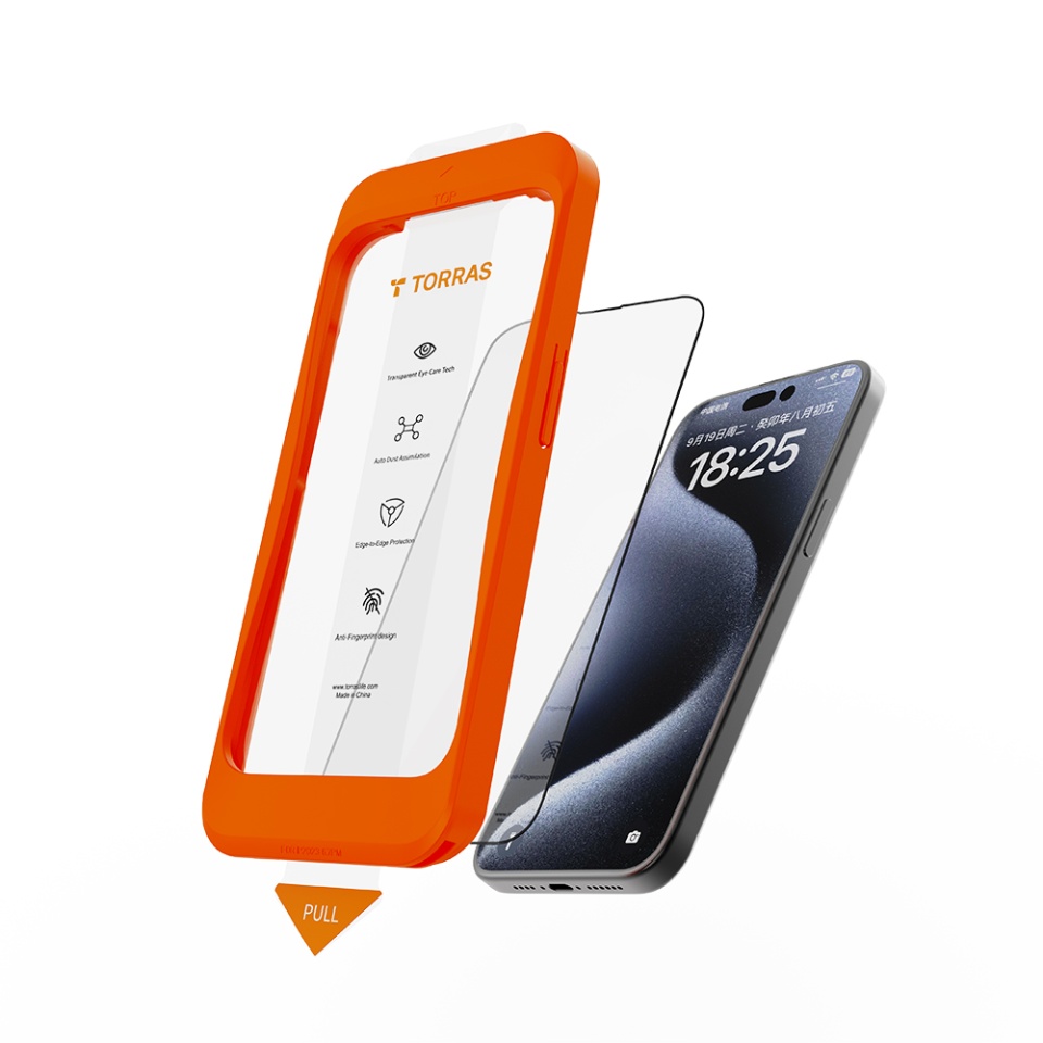 Folie de Sticla iPhone 16 Plus, Torras, GlassGo Install Master, Transparent/ Negru - 2 | YEO