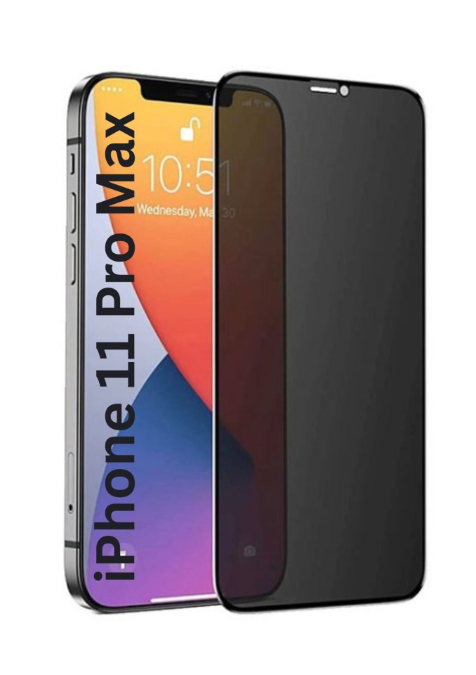 Folie pentru iPhone 11 Pro Max / XS Max, Anti-spy Ultra HD, Protectie 9H, Montare Simplă, 111D, Privacy, set cu sticker