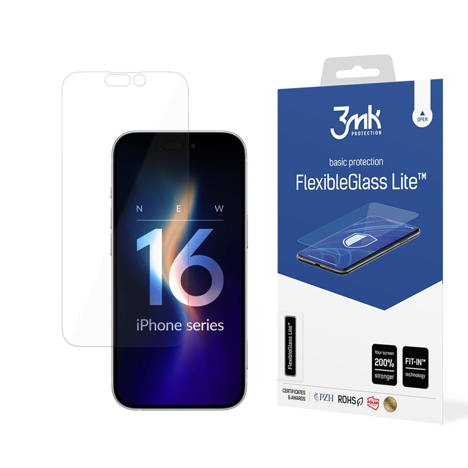 Folie pentru iPhone 16 Pro din silicon, 3mk FlexibleGlass, Transparent