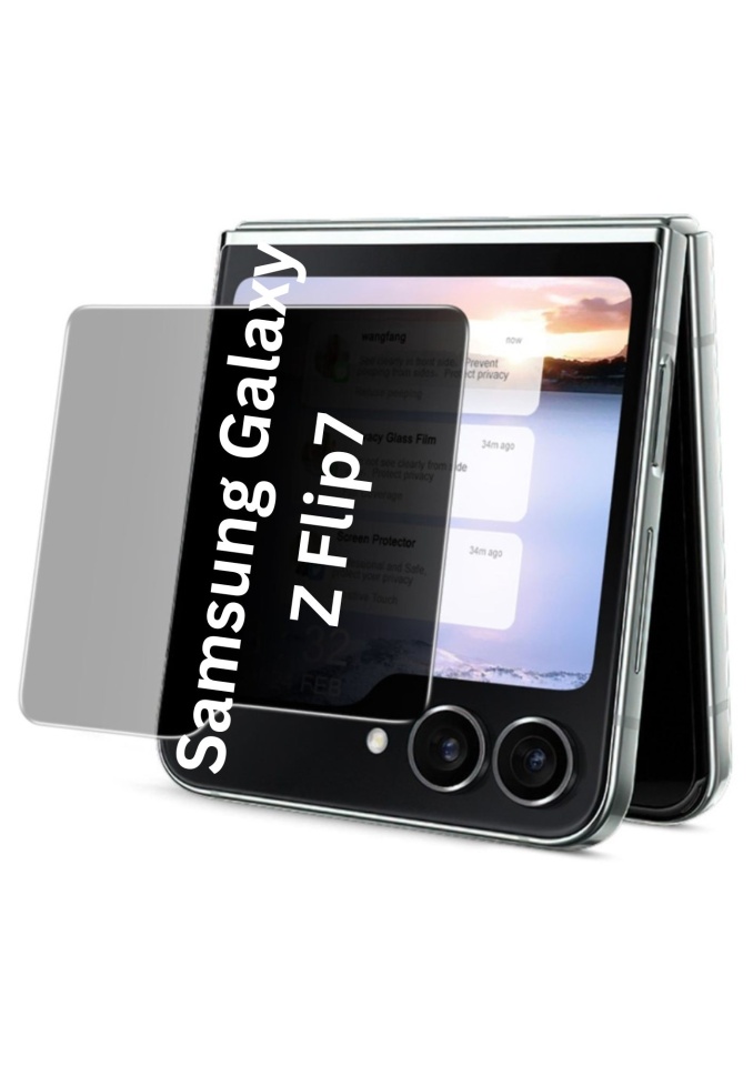 Folie pentru Samsung Galaxy Z Flip7, Anti-spy Ultra HD, Protectie 9H, Montare Simplă, 111D, set cu sticker, Privacy