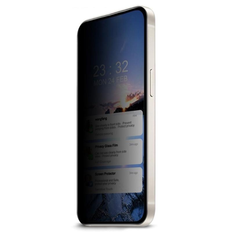 Folie pentru Xiaomi 14T / 14T Pro, Anti-spy Ultra HD, Protectie 9H, Montare Simplă, SKYDDAR 111D Privacy - Black Frame - 1 | YEO