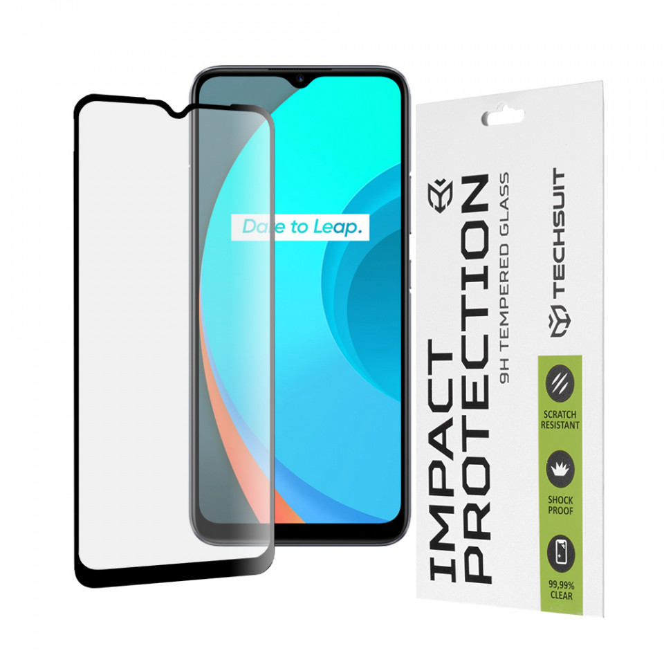 Folie Realme C25Y ce acopera tot ecranul 111D, Techsuit - Negru