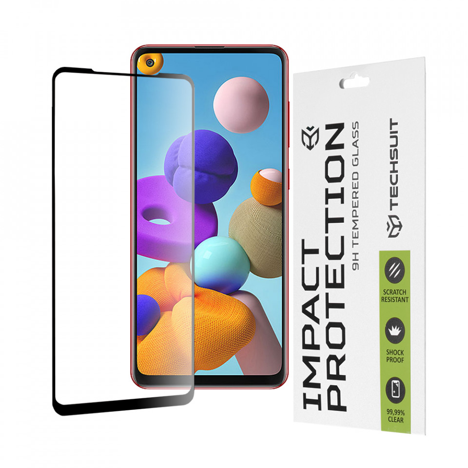 Folie Samsung Galaxy A21S / A21, ce acopera tot ecranul 111D, Techsuit - Negru