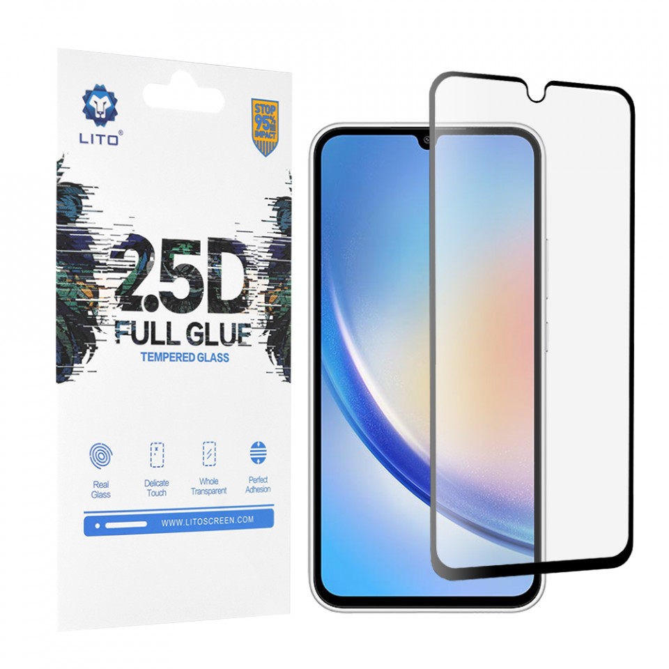 Folie sticla Samsung Galaxy A34 5G, 2.5D FullGlue Lito - Negru