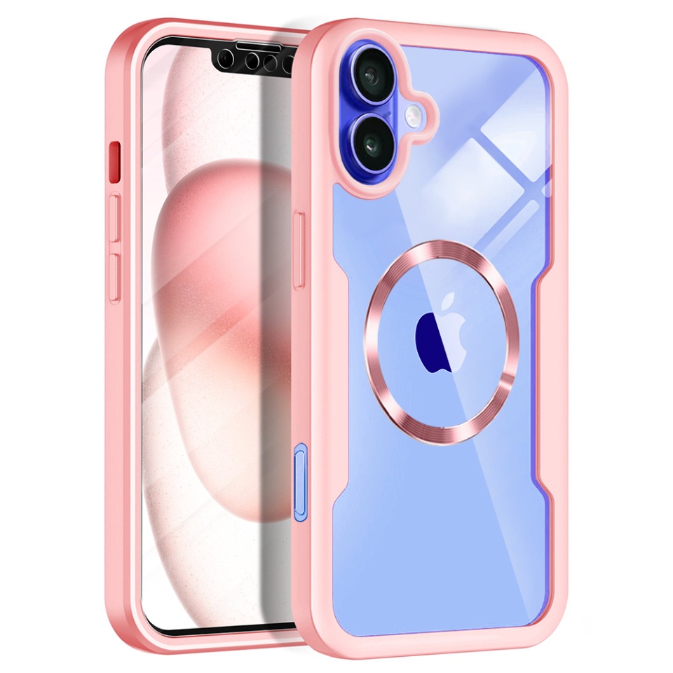 Husa + Folie pentru iPhone 16, SKYDDAR INNOVATION, [Pachet 360°] ColorVerse MagSafe, Roz, set cu sticker