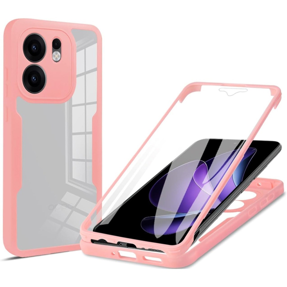 Husa + Folie pentru Oppo Reno13 F 4G / Reno13 F 5G / Reno13 FS 5G, SKYDDAR INNOVATION, [Pachet 360°] ColorVerse, Roz, set cu sticker