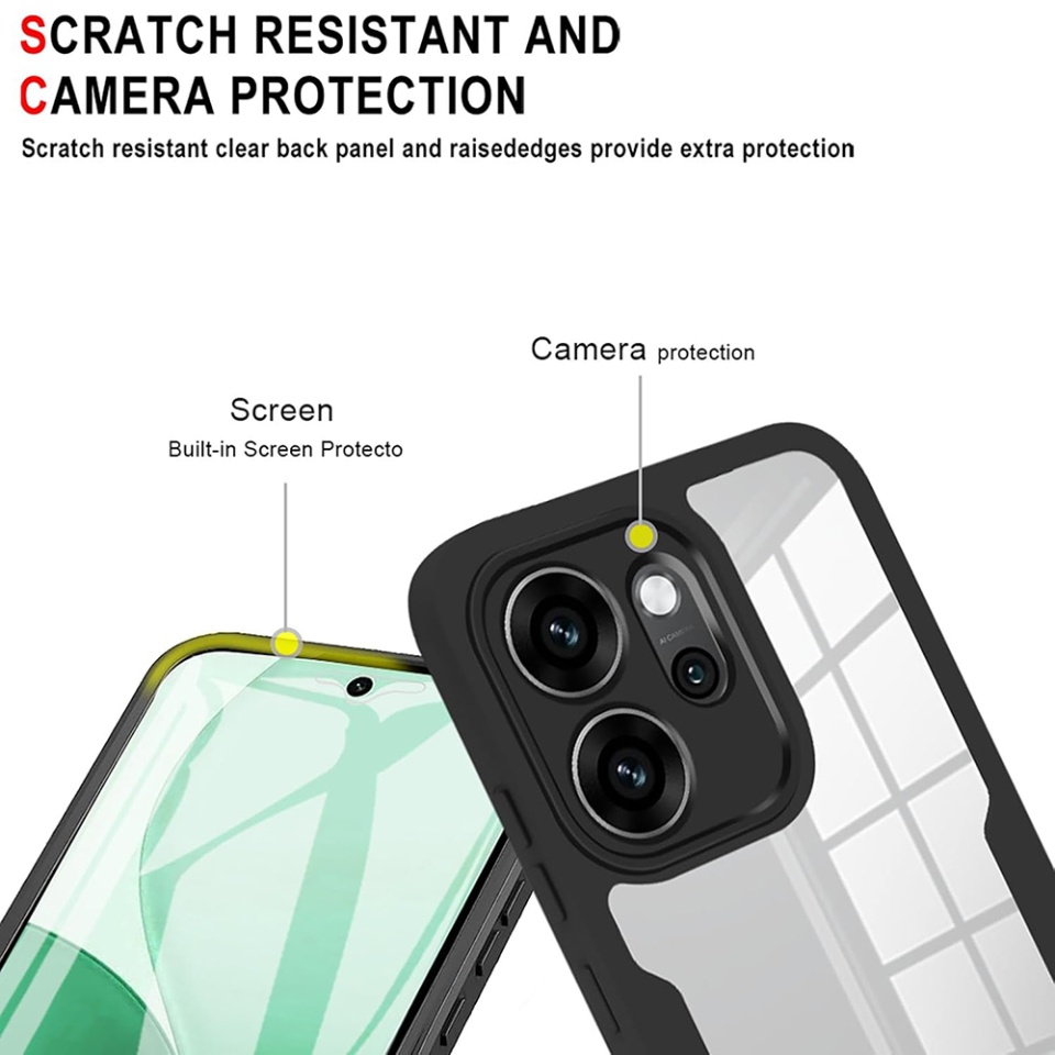 Husa + Folie pentru Oppo Reno14 FS 5G / Reno14 F, SKYDDAR INNOVATION, [Pachet 360°] ColorVerse, set cu sticker, Negru - 2 | YEO