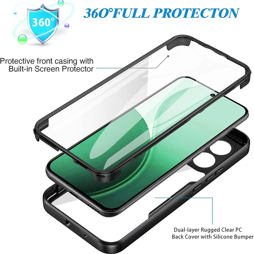 Husa + Folie pentru Oppo Reno14 FS 5G / Reno14 F, SKYDDAR INNOVATION, [Pachet 360°] ColorVerse, set cu sticker, Albastru - 2 | YEO