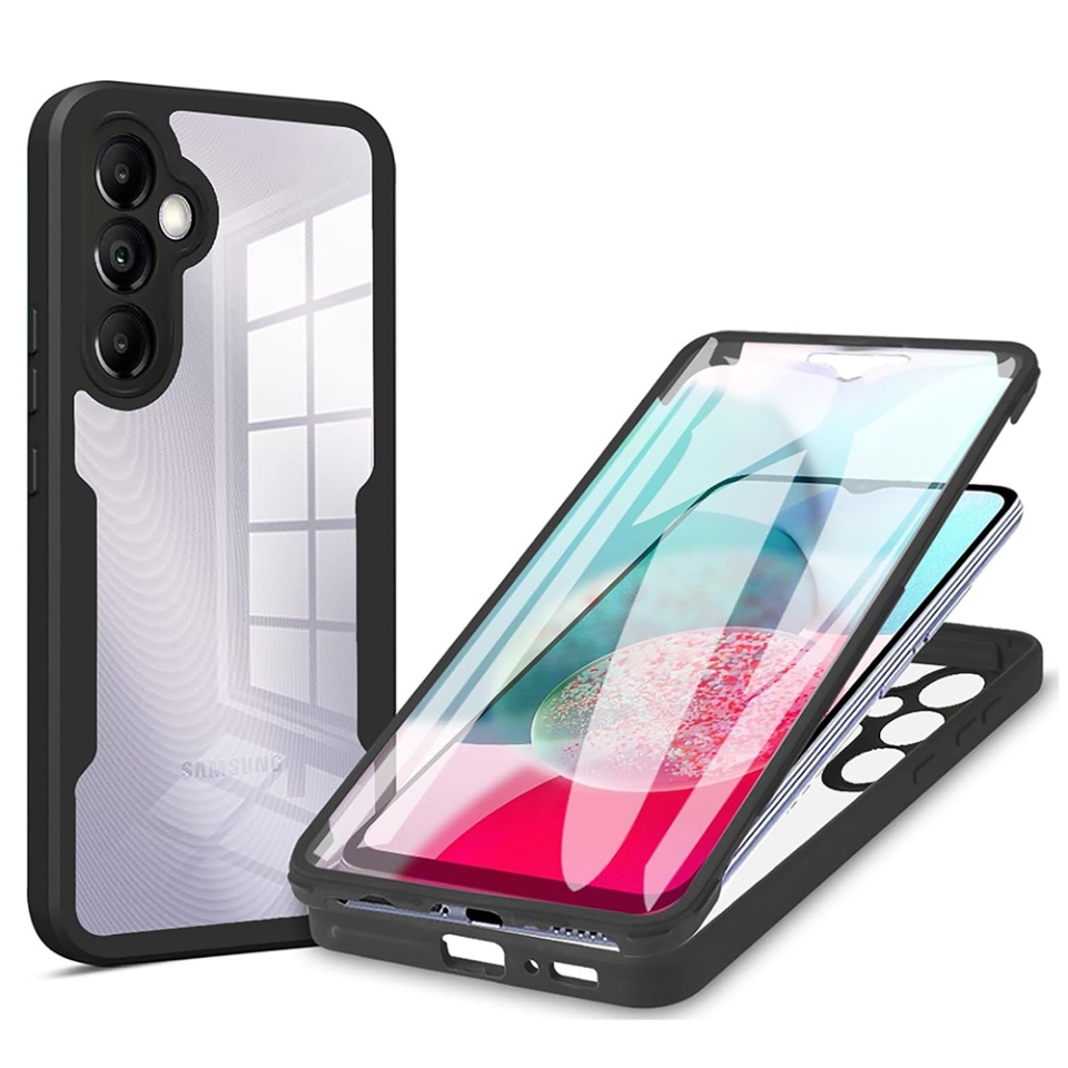 Husa + Folie pentru Samsung Galaxy A14 5G / Galaxy A14 4G, SKYDDAR INNOVATION, [Pachet 360°] ColorVerse, set cu sticker, Negru
