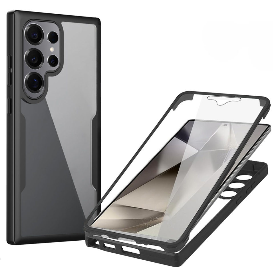 Husa + Folie pentru Samsung Galaxy S25 Ultra, SKYDDAR INNOVATION, [Pachet 360°] ColorVerse, set cu sticker, Negru