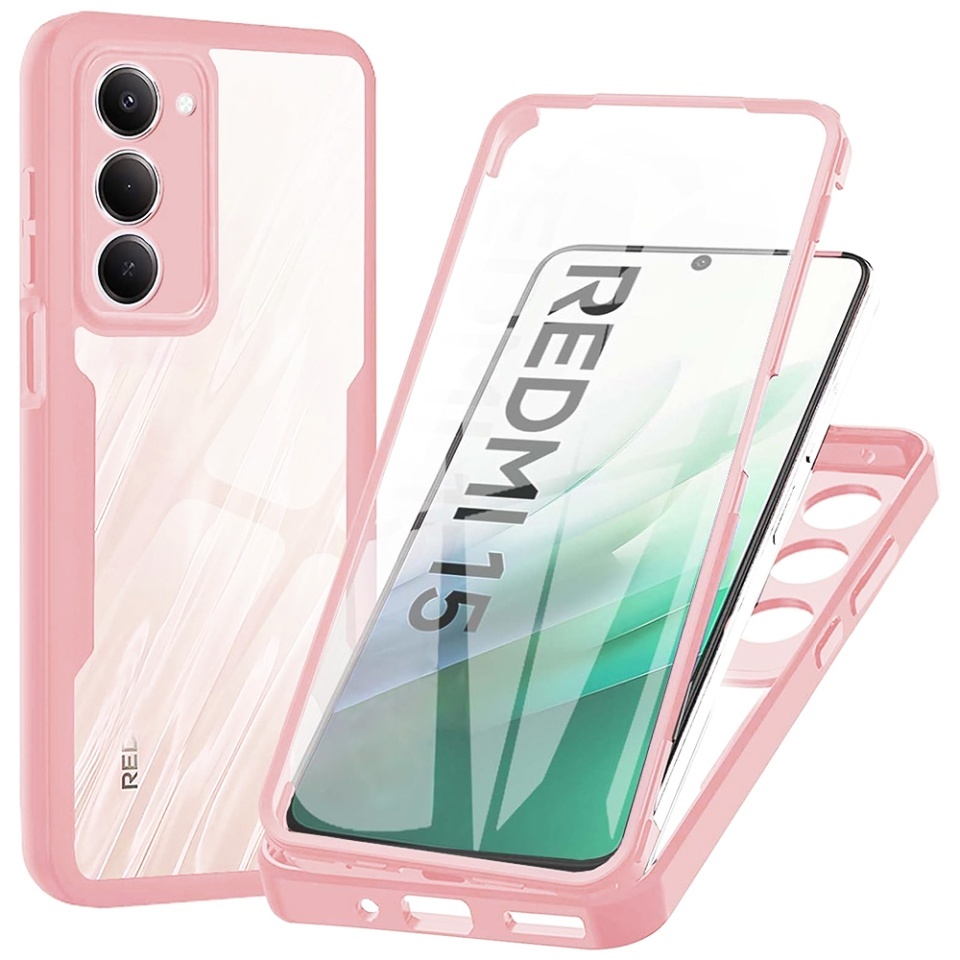 Husa + Folie pentru Xiaomi Redmi 15 5G / Redmi 15 4G, SKYDDAR INNOVATION, [Pachet 360°] ColorVerse, set cu sticker, Roz
