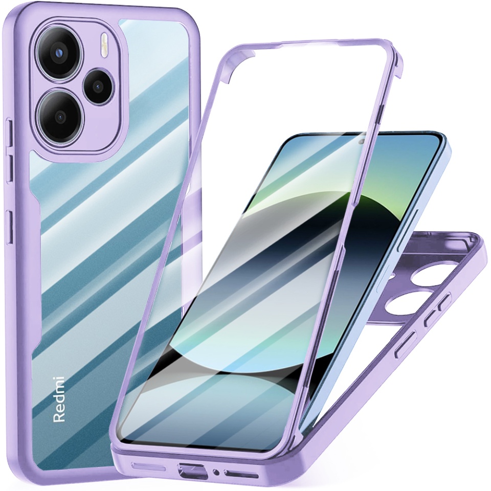 Husa + Folie pentru Xiaomi Redmi Note 14 4G (Regional), SKYDDAR INNOVATION, [Pachet 360°] ColorVerse, set cu sticker, Mov