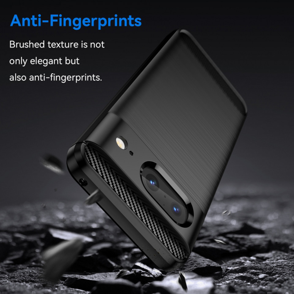 Husa Google Pixel 8 din silicon, Slim, cu textură Fibra Carbon - Negru - 3 | YEO
