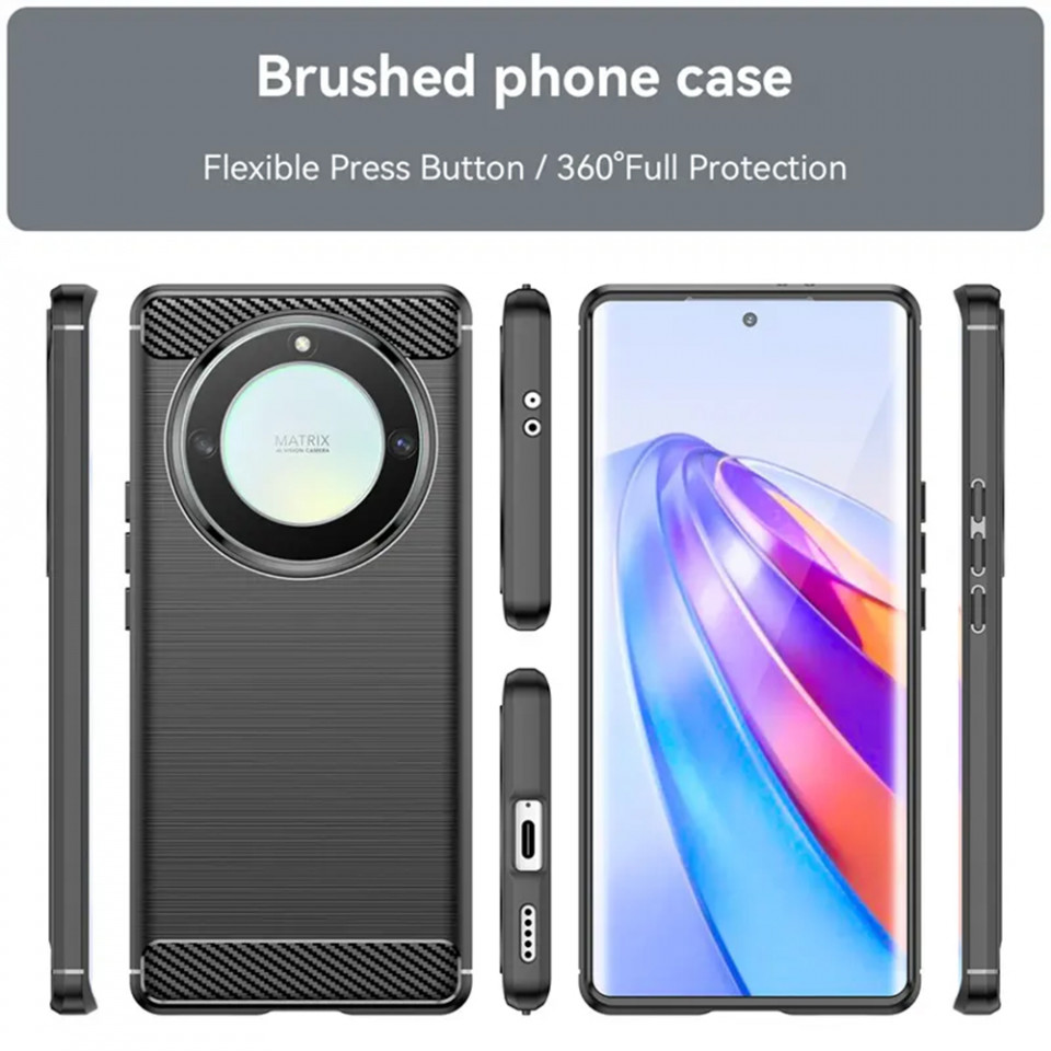 Husa Honor Magic5 Lite, cu textura carbon, Skyddar Carbon - Negru - 3 | YEO