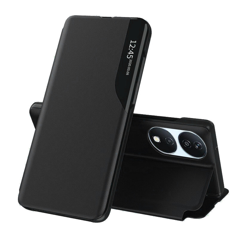 Husa Honor X7b tip carte, Skyddar Eco View Leather - Negru