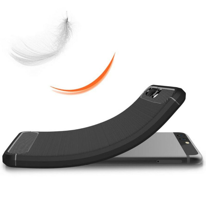 Husa Huawei P10 Plus din silicon, Slim, cu textura Fibra Carbon - Negru - 1 | YEO
