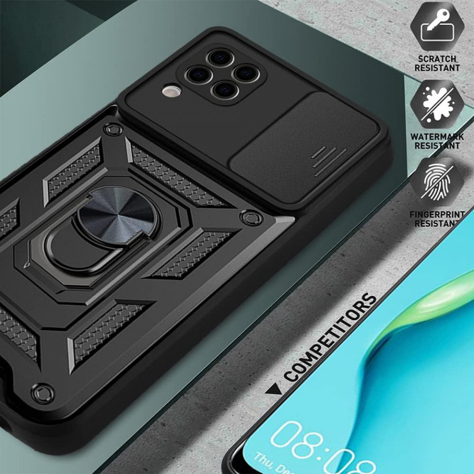 Husa Huawei P40 Lite cu inel magnetic si protectie camera Skyddar CamShield - Negru - 3 | YEO