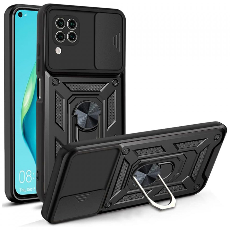 Husa Huawei P40 Lite cu inel magnetic si protectie camera Skyddar CamShield - Negru