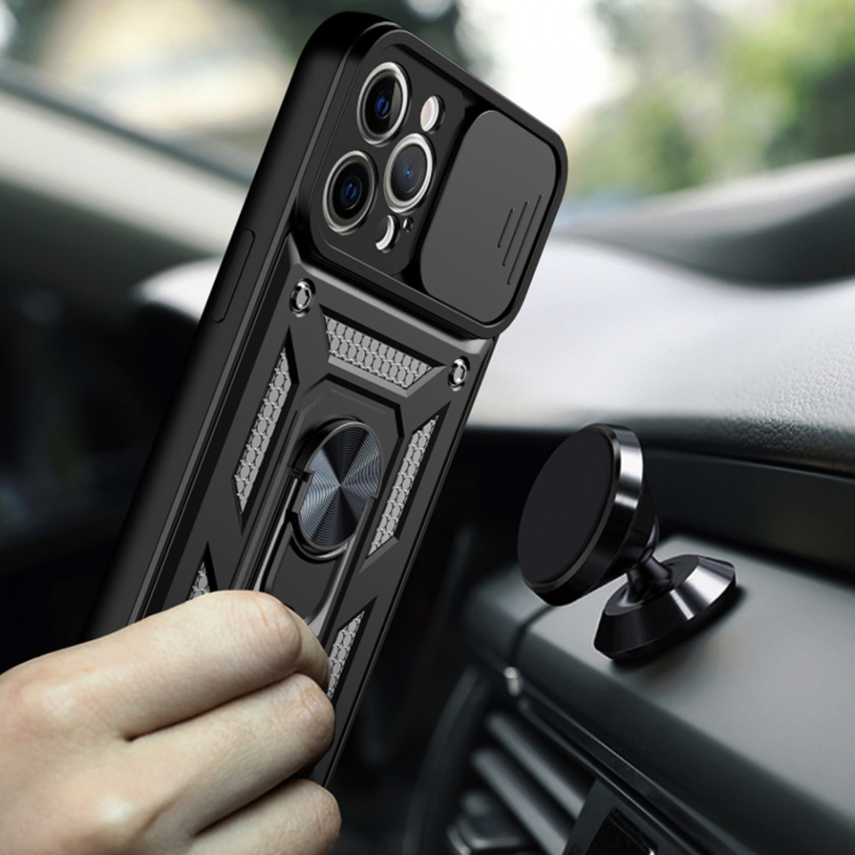 Husa iPhone 11 Pro cu inel magnetic, Techsuit CamShield - Negru - 1 | YEO