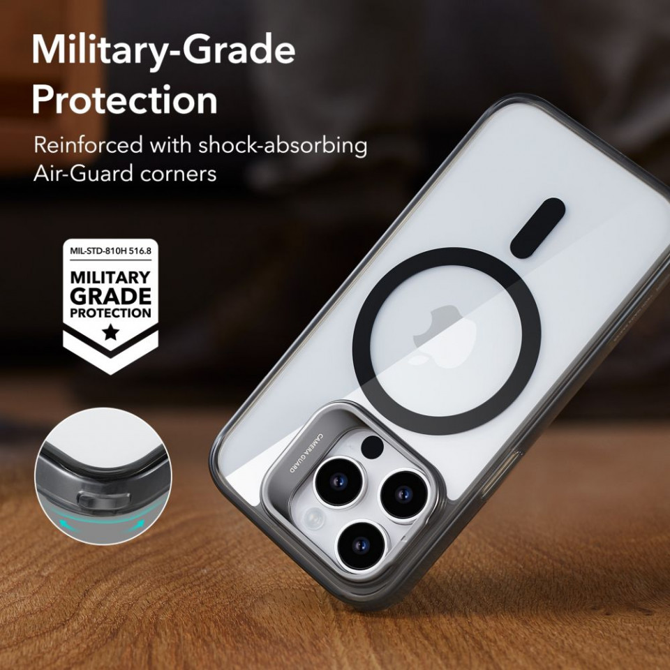Husa iPhone 14 Pro, ESR Classic Kickstand - Negru Transparent - 3 | YEO