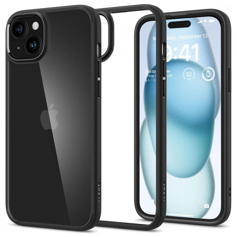 Husa iPhone 15, Spigen Ultra Hybrid - Matte Black