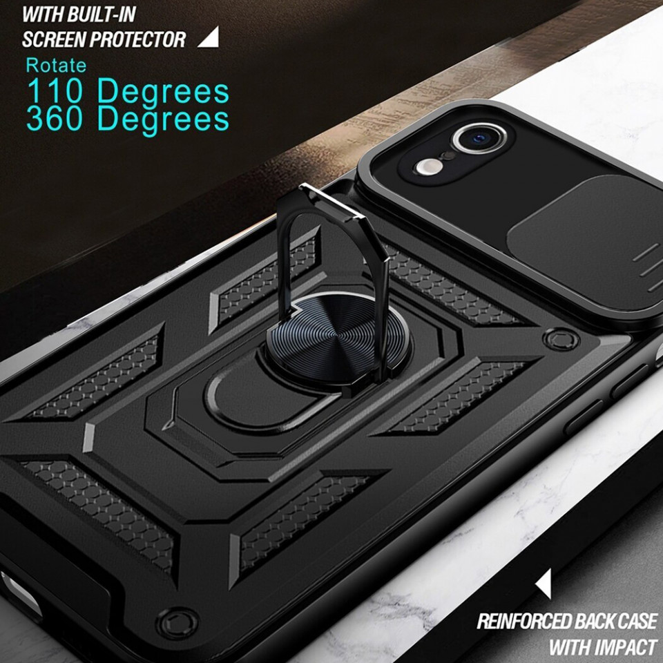 Husa iPhone Xr cu inel magnetic, Techsuit CamShield - Negru - 1 | YEO