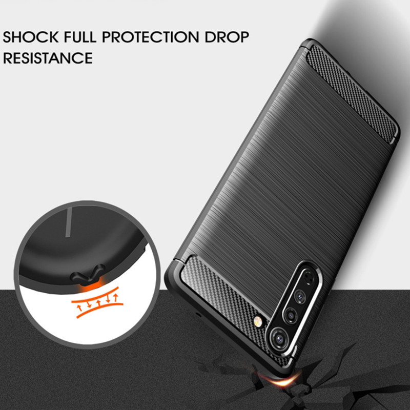 Husa Motorola Moto Edge din silicon, Slim, cu textura Fibra Carbon - Negru - 2 | YEO