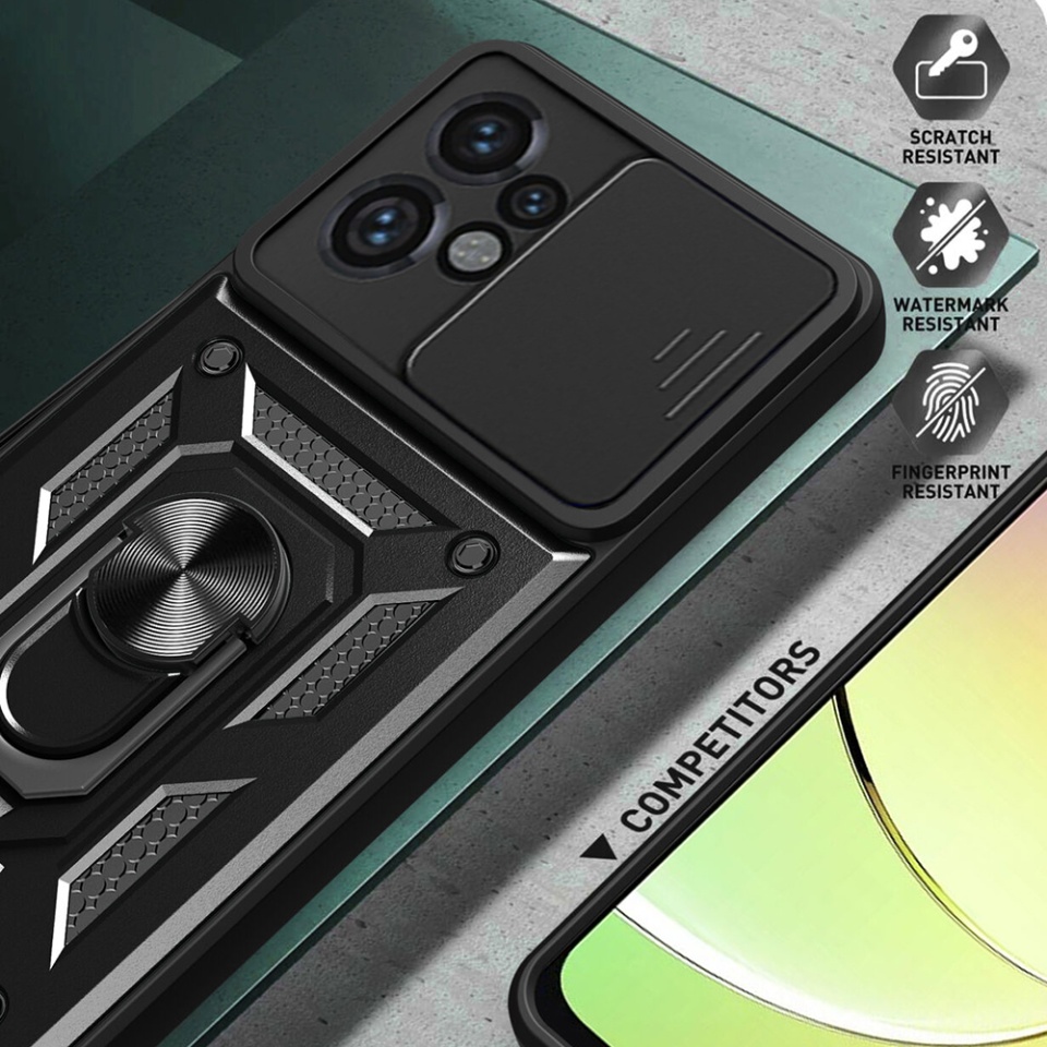Husa Motorola Moto G04 / Moto G24 / Moto G04s cu inel magnetic si protectie camera Skyddar CamShield - Negru - 2 | YEO