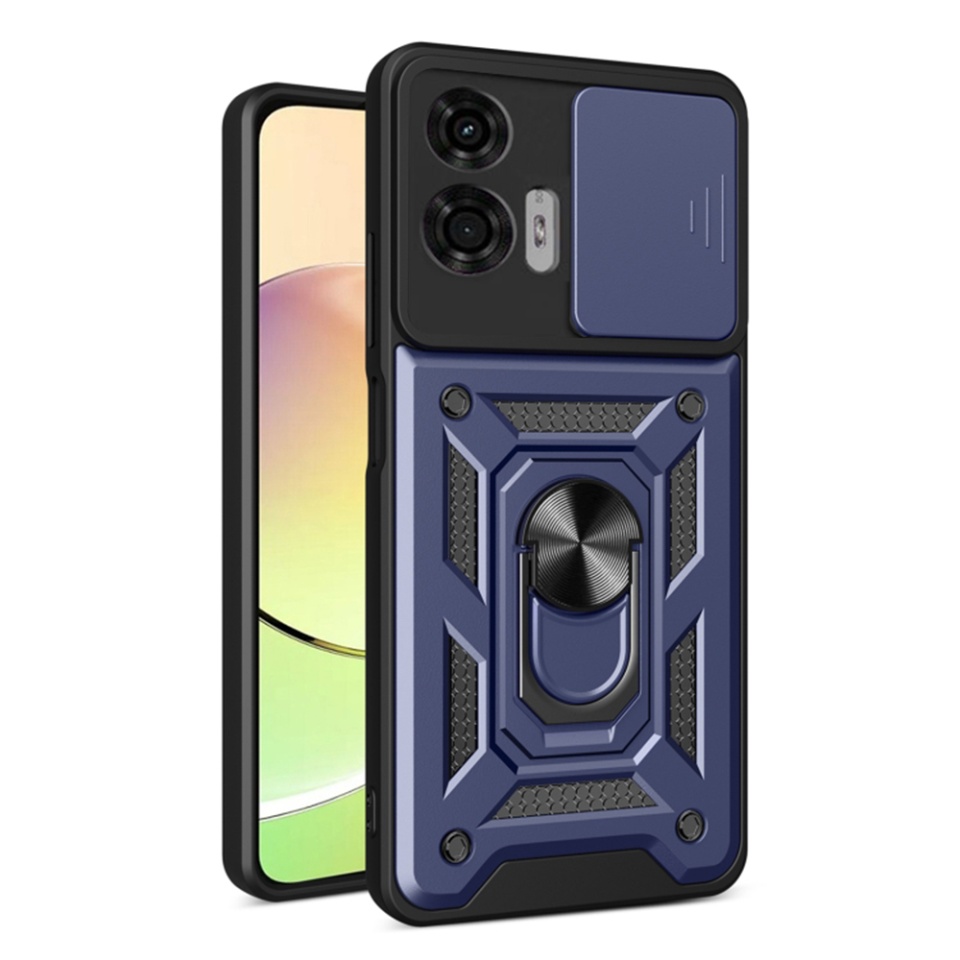 Husa Motorola Moto G24 Power cu inel magnetic si protectie camera Skyddar CamShield - Albastru
