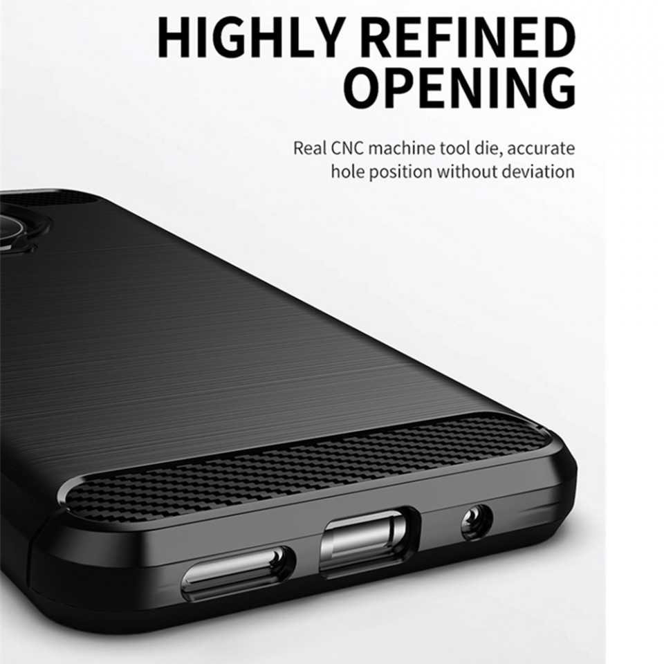 Husa Nokia G10 / G20 din silicon, Slim, cu textura Fibra Carbon - Negru - 3 | YEO